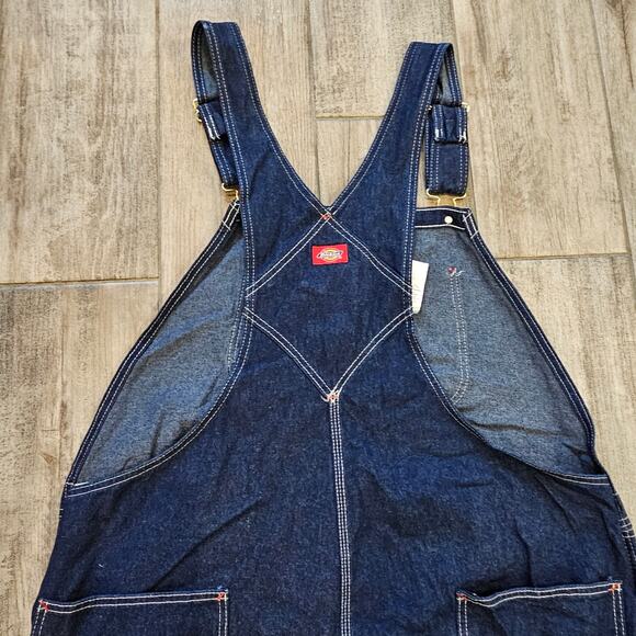 Dickies Men’s Bib Overalls 44x30 Dark Blue Denim Workwear Carpenter Utility - Picture 10 of 12